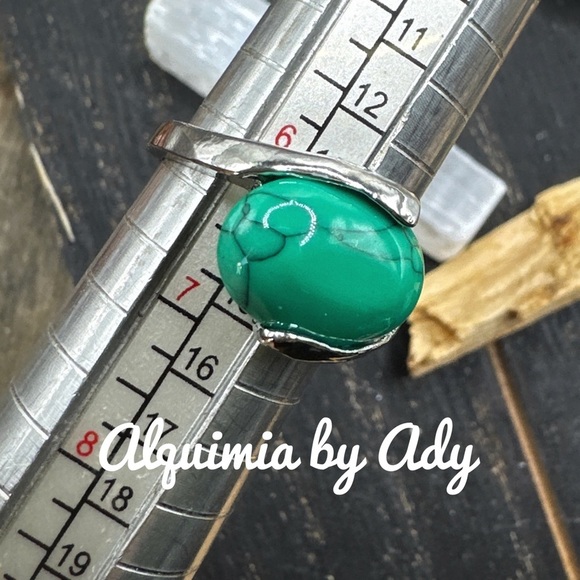 Green turquoise western silver gem ring - Picture 2 of 6